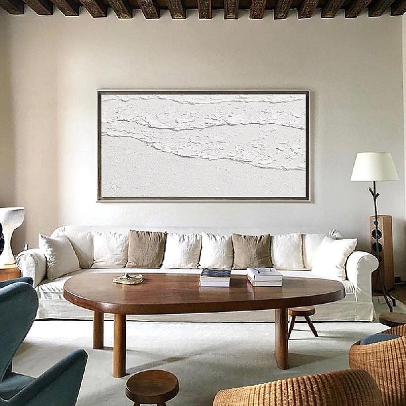 weiße Wellen abstrakte Malerei handgemachte weiße Wand Kunst horizontale Malerei Kunst weiß strukturierte Welle Malerei Wand Kunst weiß Leinwand Ölgemälde Wand Kunst weiß abstrakte Ozean Wand Kunst 2025 - $69.99 –P8