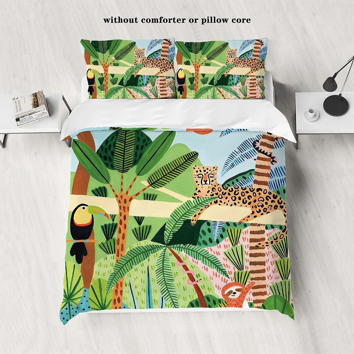 tropical rainforest series 3-delat påslakanset för sommaren mjuk hudvänlig långvarig för hotellrum gästrum sängkläder bekvämt set 2025 - $60.99 –P5