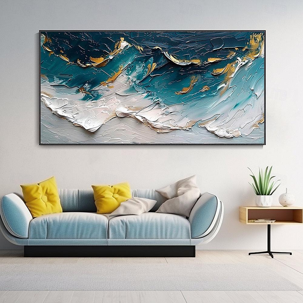 3D abstrakte Ozean Landschaft Leinwand Ölgemälde Strand dynamische Welle handgemalt Wand Kunst Tinte dicke Textur Messer Malerei Büro Dekor Geschenk ungerahmt 2025 - $116.99 –P4