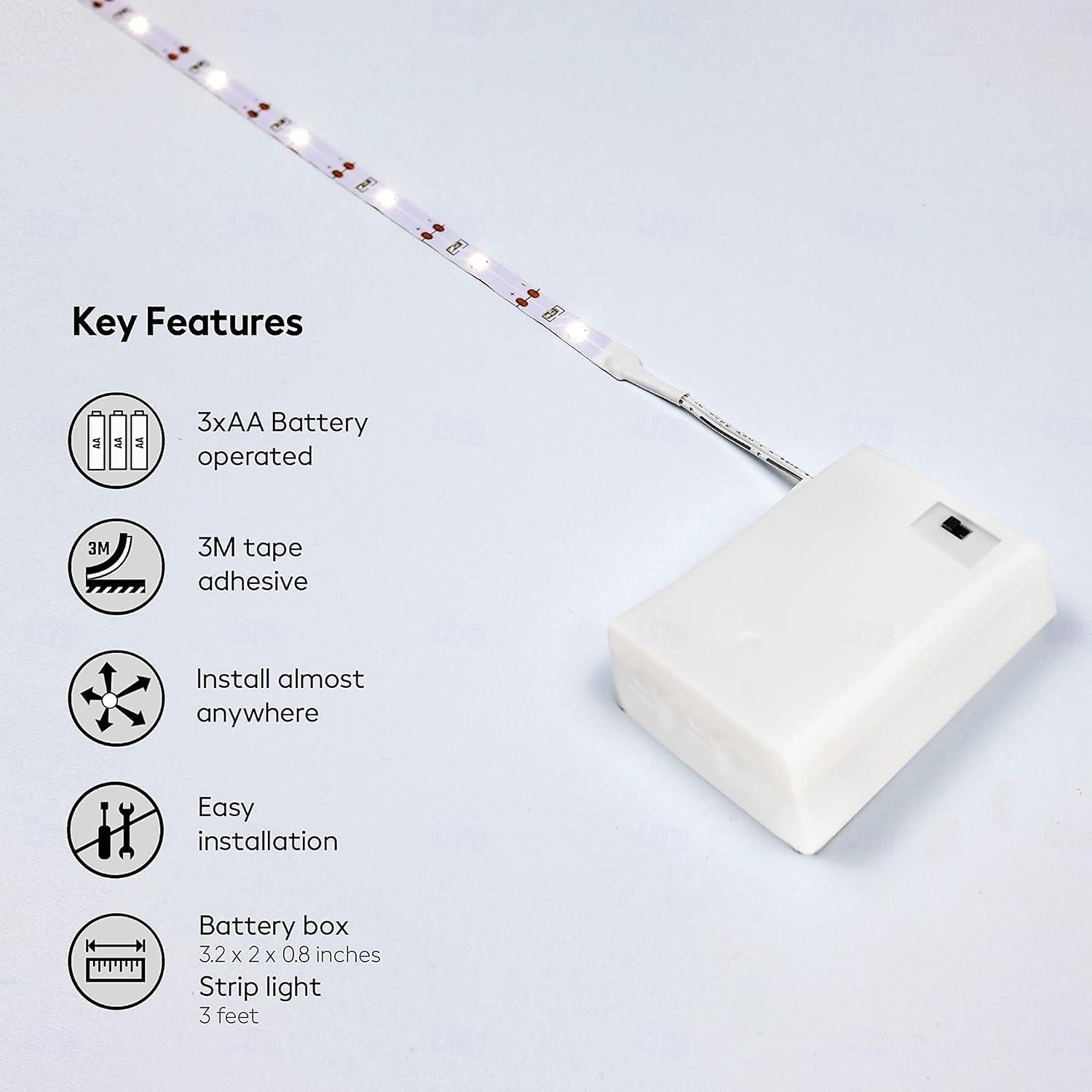 usb led fénycsík fehér elemtartóval (akkumulátor nélkül), 1-3m led fehér csíkos lámpa vágható led hálószobába tükrök bulik kemping születésnap karácsony 2025 - $11.49 –P1