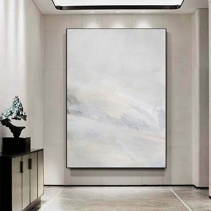 Handmade Wall Art Pastel painting handmade Abstract Gray Landscape Painting   Eclectic Minimalist Modern Art Neutral seascape Painting Wall Decor Framed Canvas Gray painting 2025 - $116.99 –P8