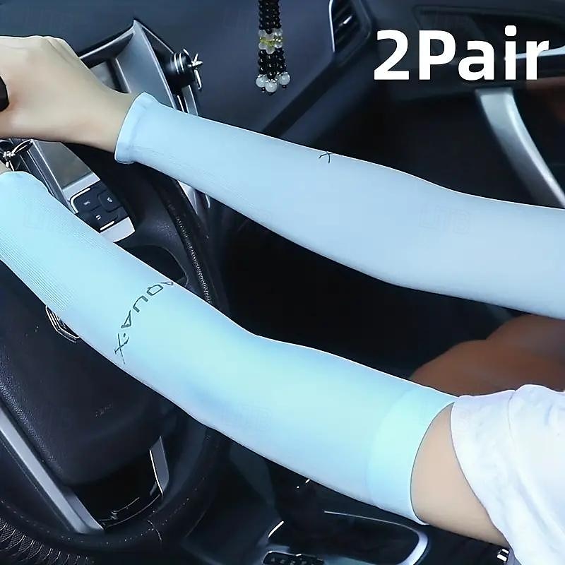 2pairs Long Solid Color Sun Sleeves, Thin High Elastic Cooling Arm Cover, Summer Sport Sleeves For Running Fishing Riding 2025 - $9.49 –P19