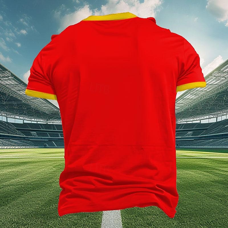 Herre Flagg Spania T skjorte Kortermet T skjorte 3D-utskrift Crew-hals Skjorte Utendørs treningsklær Hvit Rød Sommer Vår Klær S M L XL XXL XXXL 2025 - $19.99 -P2