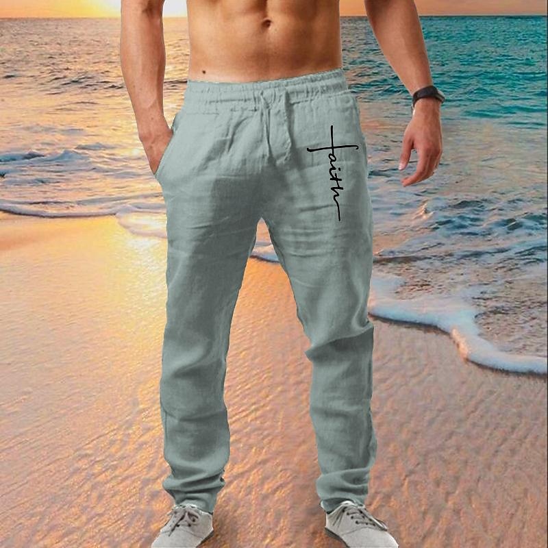 Pánské Letní kalhoty Elastický pas Písmeno Grafické tisky Pohodlné Plná délka Venkovní Streetwear prázdniny Havajské Černá Bílá Lehce elastické 2025 - $25.99 –P1
