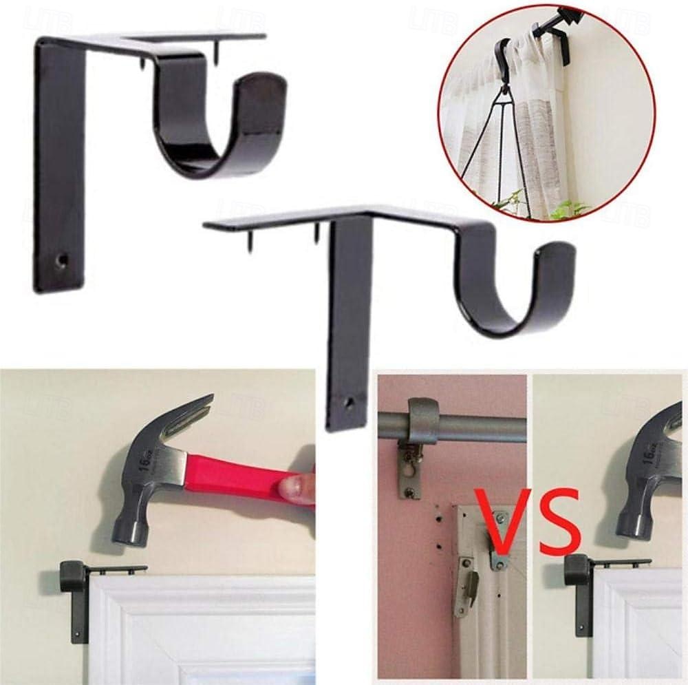 2/4PcS Curtain Pole Bracket No Drill Curtain Rod Holder Wooden Window Frame 2026 - $18.99 –P5