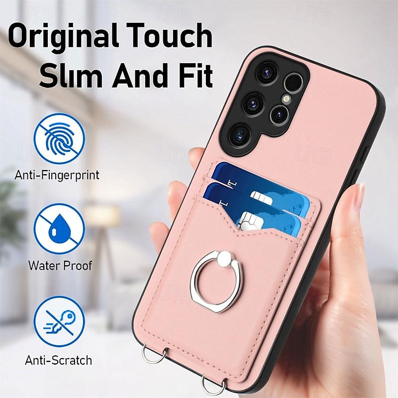 telefoon hoesje Voor Samsung Galaxy S24 Ultra Plus S23 Ultra Plus S22 PlusUltra A55 A35 A25 A15 5G A54 A34 A14 A53 A33 A23 A13 S25 Ultra Achterkant Ringhouder met draagkoord Kaartsleuf Retro TPU 2025 - $18.99 –P4