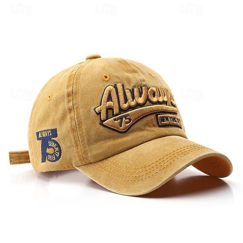 Herr Basebollkeps Solhatt Trucker Hat Svart Gul Bomull Broderad Mode Ledigt Gata Dagligen Bokstav Justerbara Solskyddskräm Andningsfunktion 2025 - €6.99 –P3