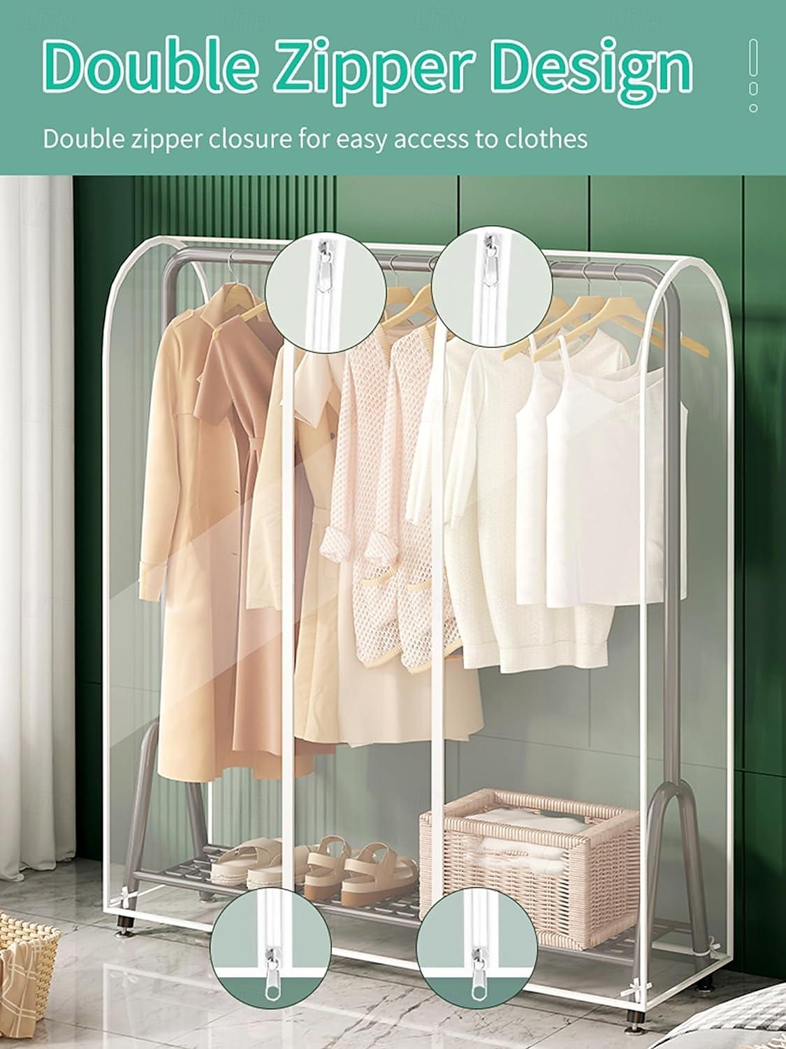 Clear Garment Rack Cover Dustproof Clothes Rack Cover with Zipper Clothes Hanging Rack Cover Clothing Storage Protector Waterproof 2025 - $11.99 –P3