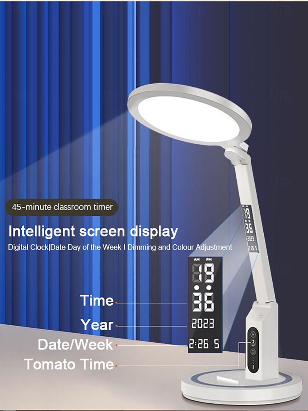 LED Desk Lamp Clock Table Lamp, USB Chargeable Dimmable Desk Lamp Plug-in LED Light Foldable Eye Protection Reading Night Light Dimmable Study table Lamp for Home Study Reading Night Light 2025 - $37.99 –P5
