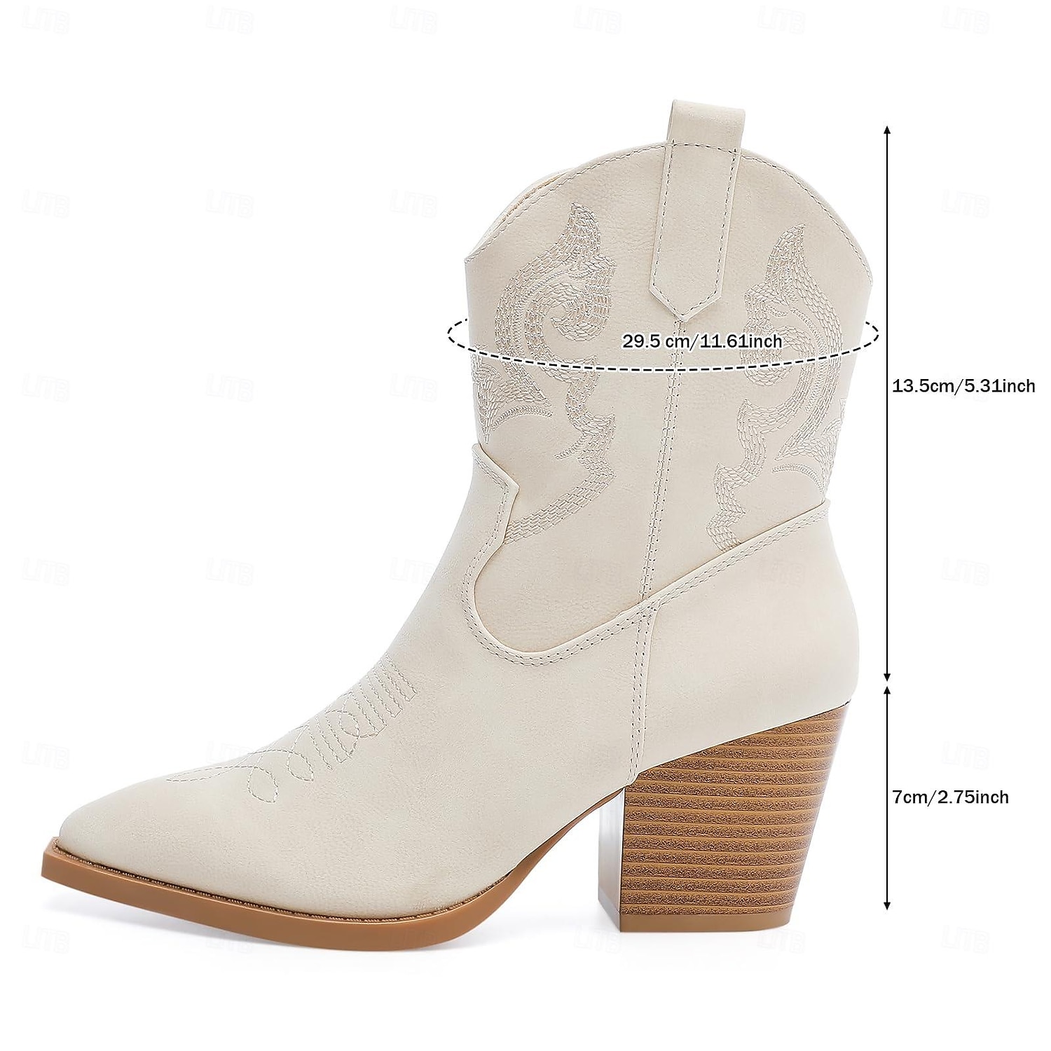 női csizma cowboy csizma cowgirl csizma hímzett lábszár közepéig hegyes orrú csizma retro vaskos sarkú rövid csizma fekete fehér barna 2025 - $59.99 –P6