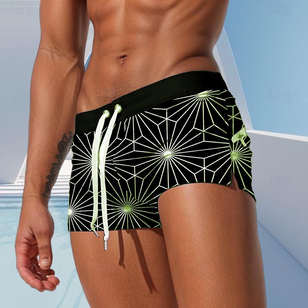 Herr Geometriska mönster Badshorts Boardshorts Boxershorts Medium Midja Mode Designer Surfing Helgdag Strand Ficka Snörning Elastisk midja Designer Kläder 2025 - $19.99 –P7