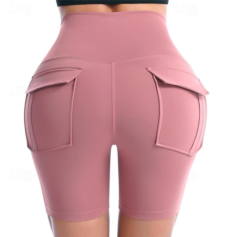 Women's Gym Shorts Yoga Shorts Workout Shorts Multiple Pockets High Waist Yoga Gym Workout Pilates Shorts Black Pink Army Green Sports Activewear Stretchy Slim 2025 - $16.49 –P12