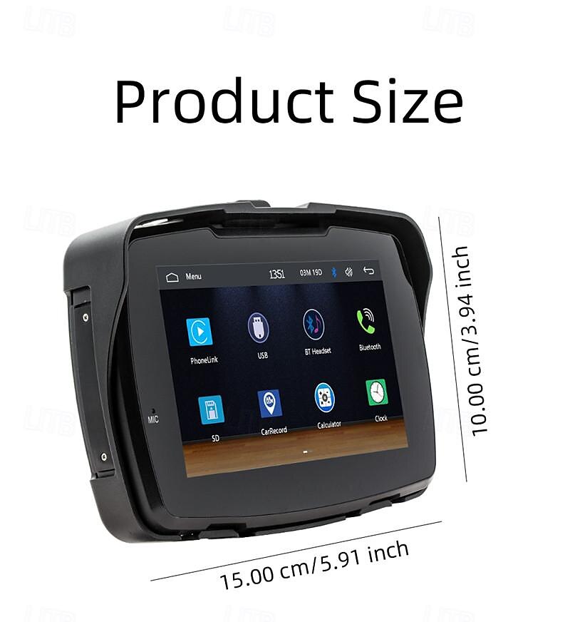 φορητό αυτοκίνητο μοτοσικλέτας 5 ιντσών mp5 player carplay hd οθόνη αφής ip65 αδιάβροχη πλοήγηση 2025 - $223.99 –P2