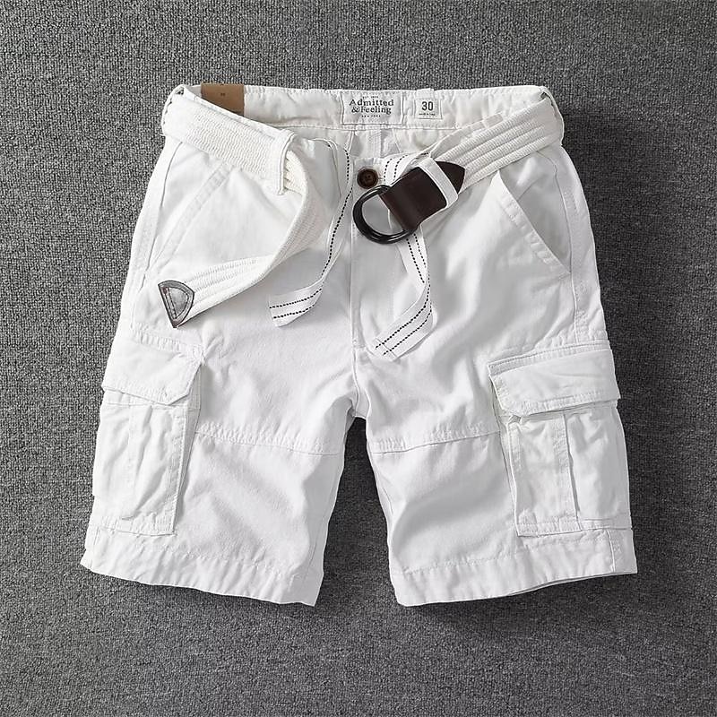 Men's Tactical Shorts Cargo Shorts Shorts Buttons Drawstring Multi Pocket Plain Wearable Short Outdoor Daily Camping & Hiking Fashion Classic Black White 2025 - $26.99 –P8