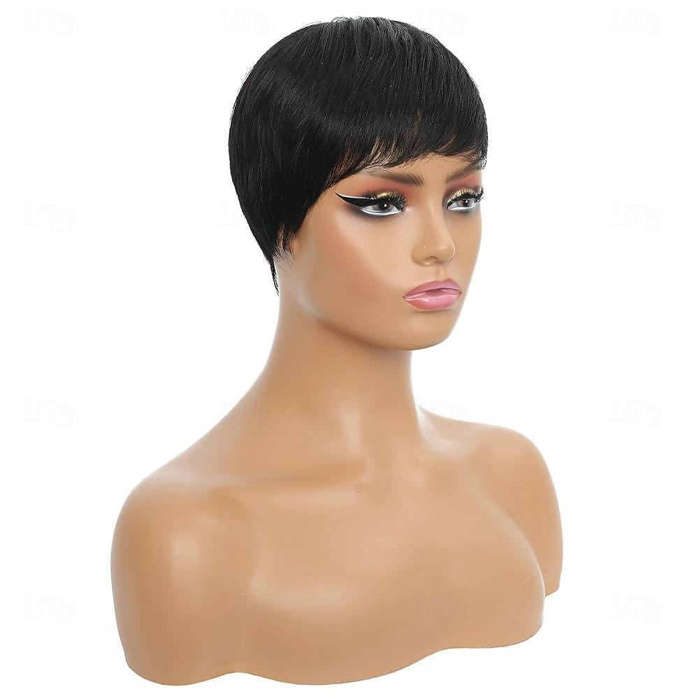 parrucche corte per capelli umani parrucche pixie cut con frangia parrucche ondulate a strati per donne nere del 2025 a $40.99 –P4