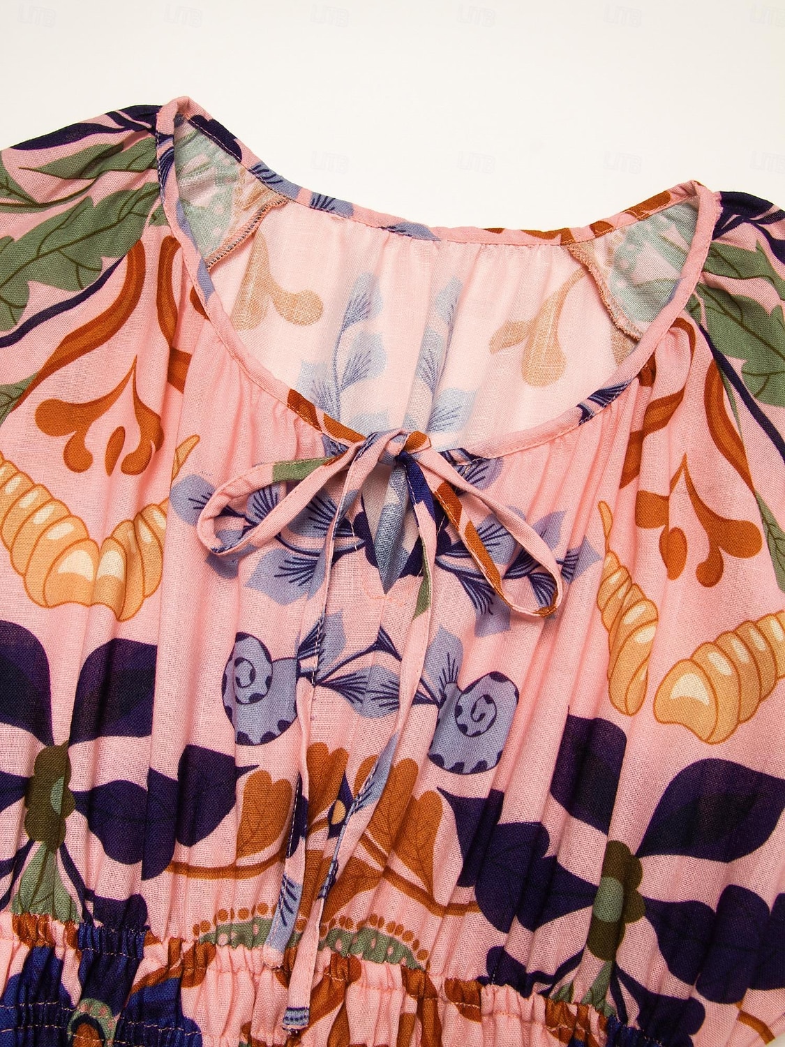 Dámské Elegantní šaty Midi šaty Světlá růžová Krátký rukáv Květinový Šňůrky Jaro léto Šněrování na krku Elegantní šaty Rande S M L 2026 - $21.99 –P9