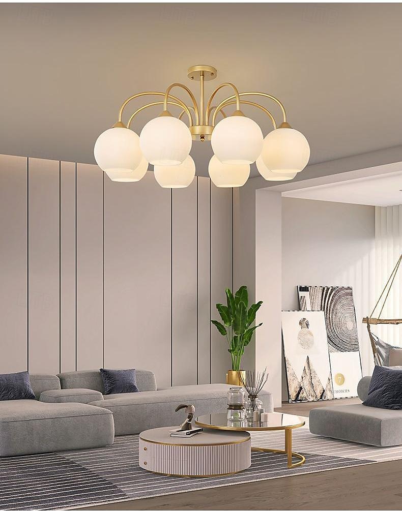 led függőlámpa 65/85cm 6/8 fény század közepén modern e27 csillár nagy fehér gömb sputnik vintage sárgaréz süllyesztett mennyezeti lámpa konyhasziget függőlámpa matt üveggolyós függőlámpa 110-240v 2025 - $299.99 –P3
