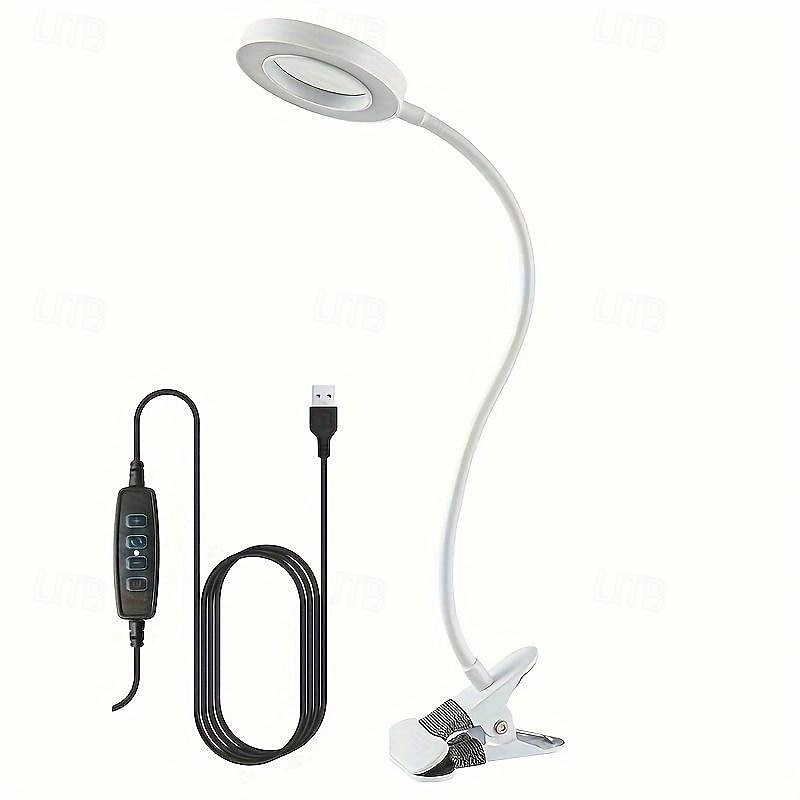 Lámpara de escritorio con lupa LED 5x con abrazadera, alimentación USB con cuello de cisne flexible y abrazadera, 3 modos de color, 10 niveles de brillo, manos libres, perfecta para pintar diamantes, leer, hacer manualidades, coser y soldar 2025 - $17.49 –P7