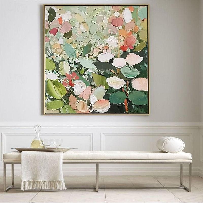 handmåla stor original blomma oljemålning på duk abstrakt blommålning boho akryl blomkonst stor väggkonst modern anpassad vardagsrumsinredning utan ram 2025 - $108.99 –P7