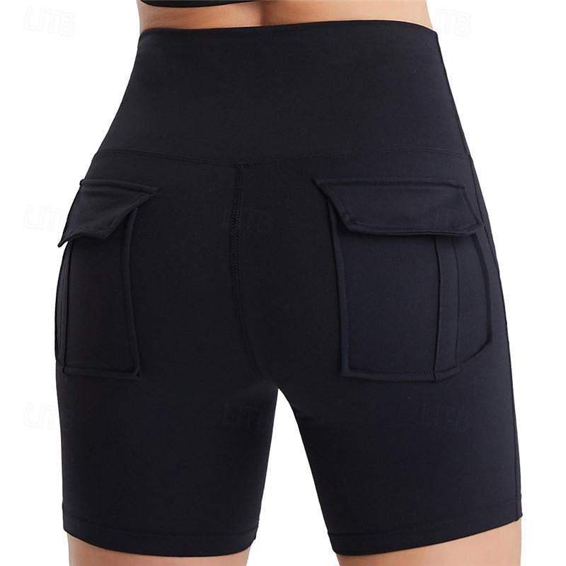 Women's Gym Shorts Yoga Shorts Workout Shorts Multiple Pockets High Waist Yoga Gym Workout Pilates Shorts Black Pink Army Green Sports Activewear Stretchy Slim 2025 - $16.49 –P16