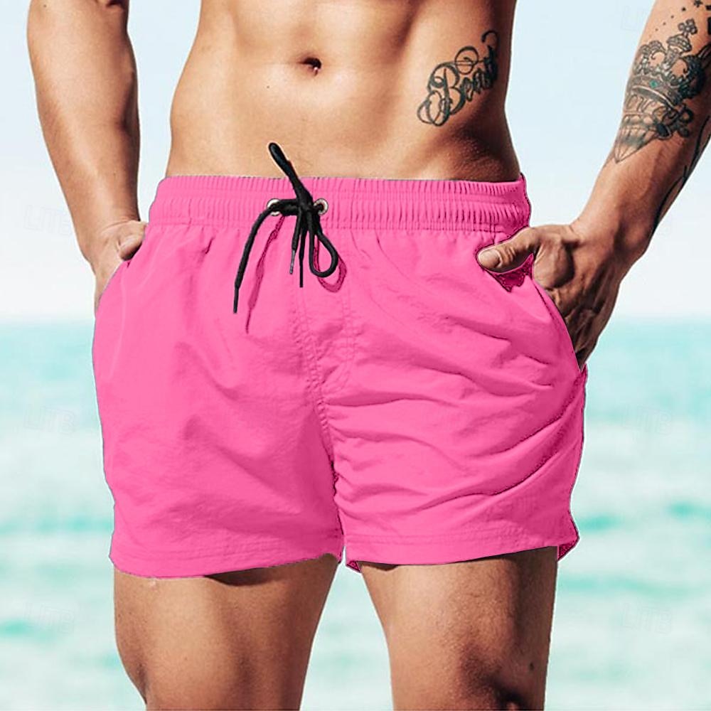 Herre Surfeshorts Badeshorts Snorer Elastisk midje عادي Komfort Hurtigtørkende Kort Ferie Strand Helg Mote Fritid Vannmelon Rød Gressgrønn Mikroelastisk 2026 - $12.49 –P10