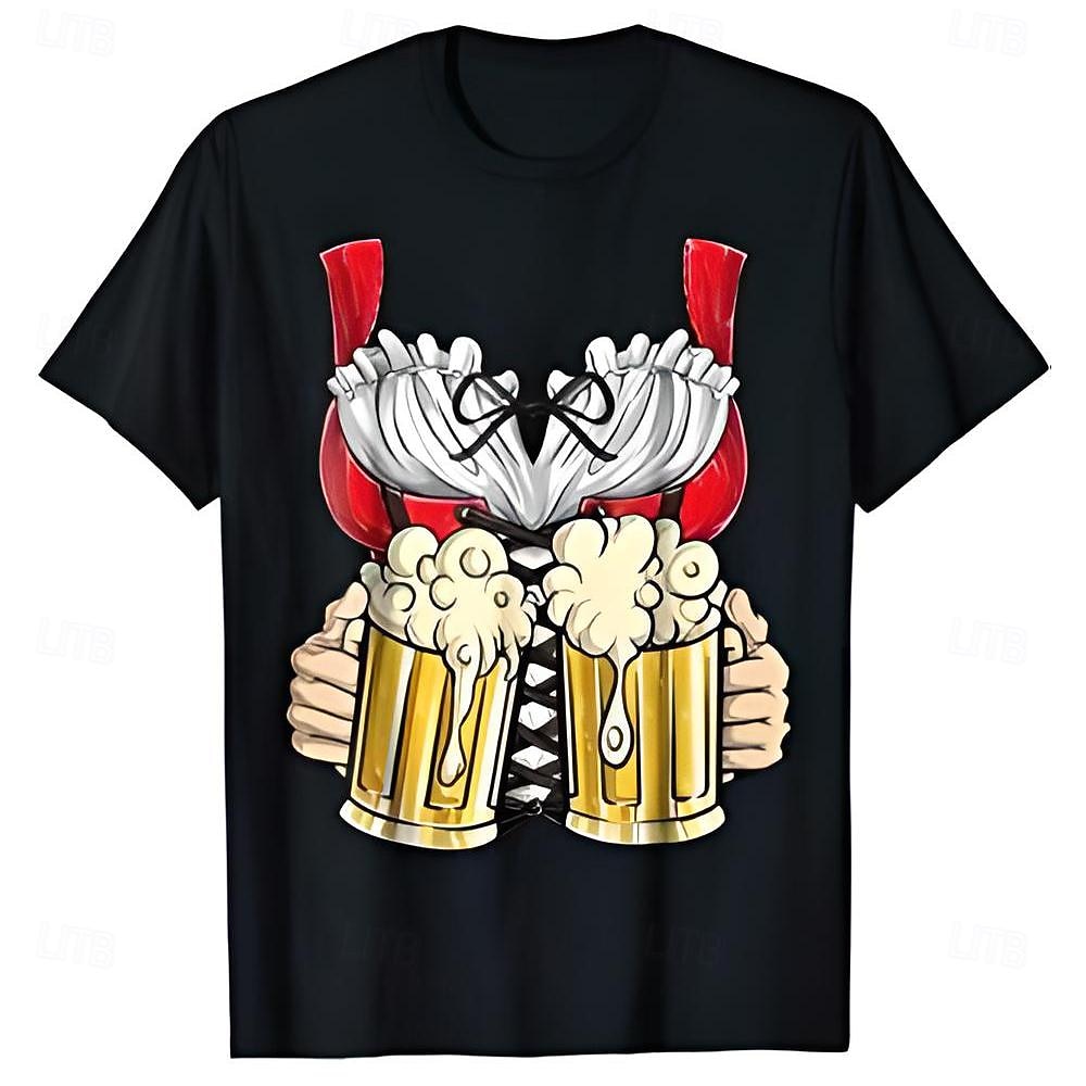 T-Shirt Lederhosen 3D Lässig Streetstyle T-Shirt Ärmel für Damen Erwachsene Heißprägen  für Karneval Oktoberfestbier Party Alltagstauglich 2026 - $20.99 –P7
