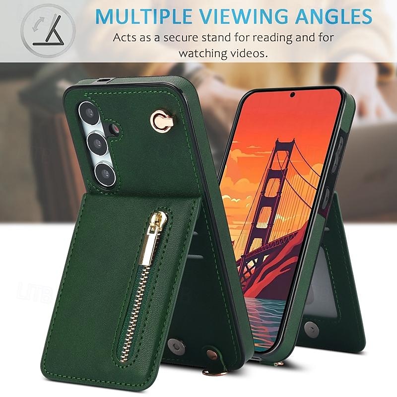 Phone Case For Samsung Galaxy S24 S23 S22 S21 S20 Ultra Plus FE S25 Ultra Back Cover Wallet Case Zipper with Lanyard Kickstand Retro TPU PU Leather 2025 - $23.99 –P6