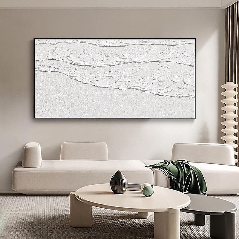 weiße Wellen abstrakte Malerei handgemachte weiße Wand Kunst horizontale Malerei Kunst weiß strukturierte Welle Malerei Wand Kunst weiß Leinwand Ölgemälde Wand Kunst weiß abstrakte Ozean Wand Kunst 2025 - $69.99 –P1