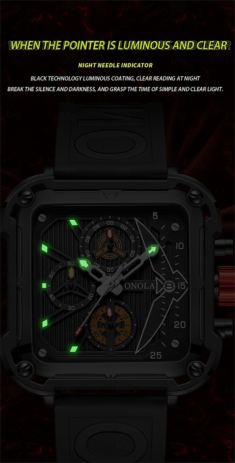 ONOLA Men Quartz Watch Creative Fashion Casual Wristwatch Luminous Calendar Waterproof Decoration Silicone Gel Watch 2025 - $52.99 –P6