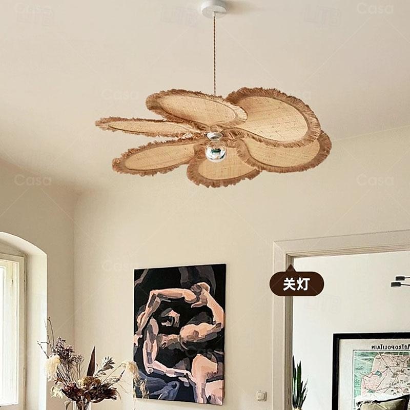 LED-Pendelleuchte warmweiß 60/80/100 cm 1-flammig böhmischer Kronleuchter schlichtes Hanfseil-Pendellaternen-Design handgewebter Rattankorb Retro-Stoff E26/E27 Schlafzimmer Home Office 110-240 V 2025 - $299.99 –P1