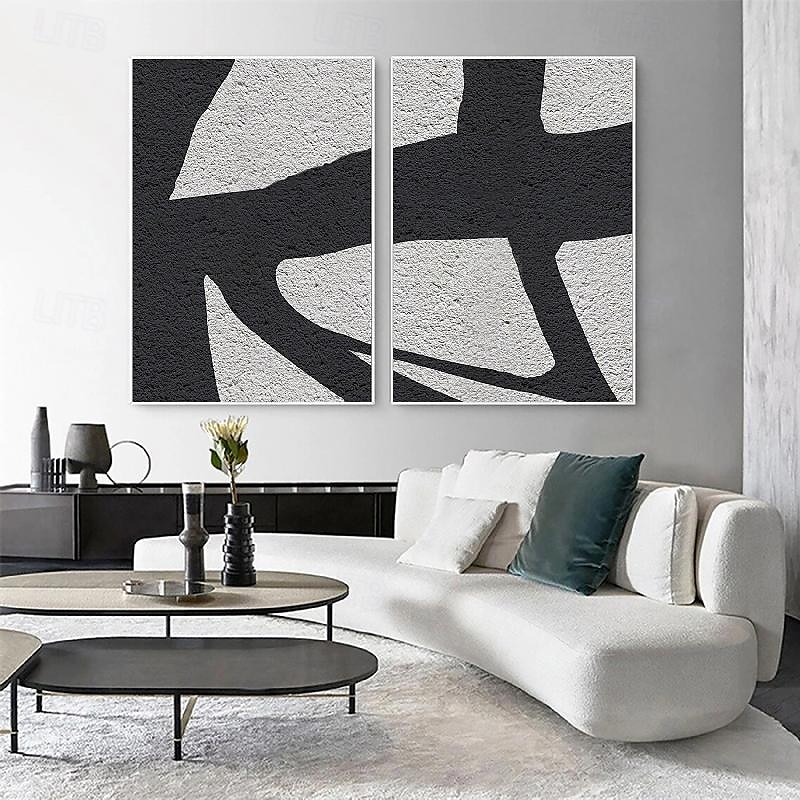 zwart-wit olieverfschilderij handgemaakte wabi sabi abstracte olieverfschilderij wandkunst kunstwerk muurschildering moderne abstracte olieverfschilderij geometrische wandkunst schilderij voor 2025 - $116.99 –P5