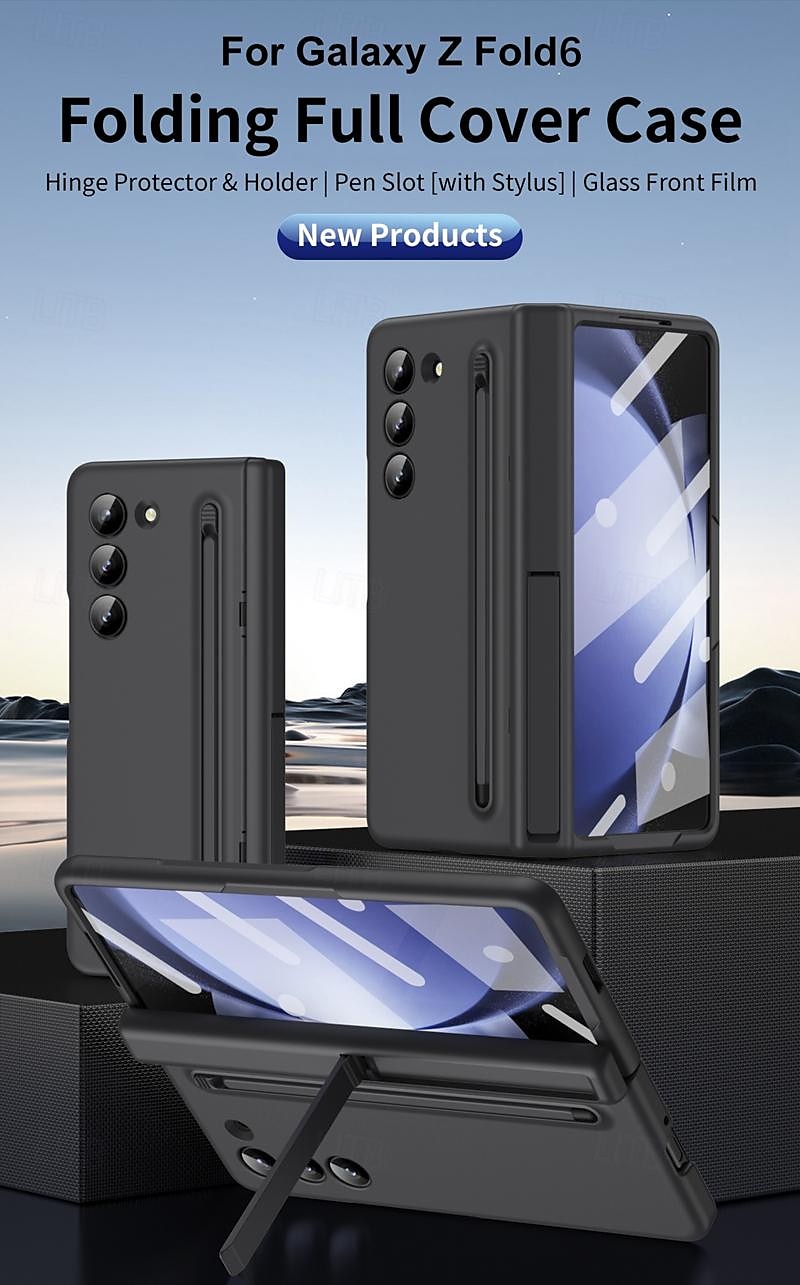 2025年 Samsung Galaxy Z Fold 6 Z Fold 5 Z Fold 4 Z Fold 3用のスタンドホルダーおよびスクリーンプロテクター付きバックカバー、フルボディ保護アーマーPC  コレクション – $31.99 –P1