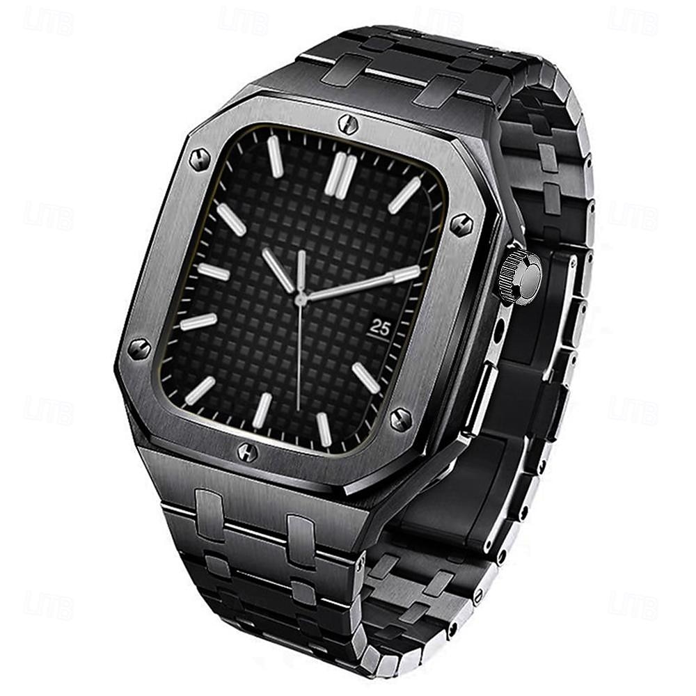 Link Bracelet Compatible with Apple Watch band 44mm 45mm with Case Luxury Butterfly Buckle Stainless Steel Strap Replacement Wristband for iwatch Series 8 7 6 5 4 SE 2025 - $89.99 –P1
