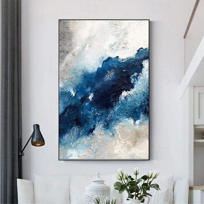 großes handgemachtes abstraktes Küstenlandschafts-Ölgemälde auf Leinwand, großes Ölgemälde, Wandkunst, Ölgemälde, blaue Himmelskunst, individuelles Gemälde für Wohnzimmer, Schlafzimmer, Dekoration 2025 - $125.99 –P1