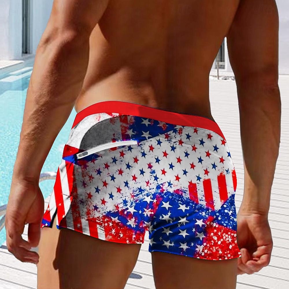 Herren Flagge Amerikanische Flagge Nationalflagge Badehosen Badeshorts Boardshorts Mittlere Taille Mode Designer Surfen Ferien Strand Tasche Kordelzug Elastischer Bund Designer Bekleidung 2025 - $19.99 –P2