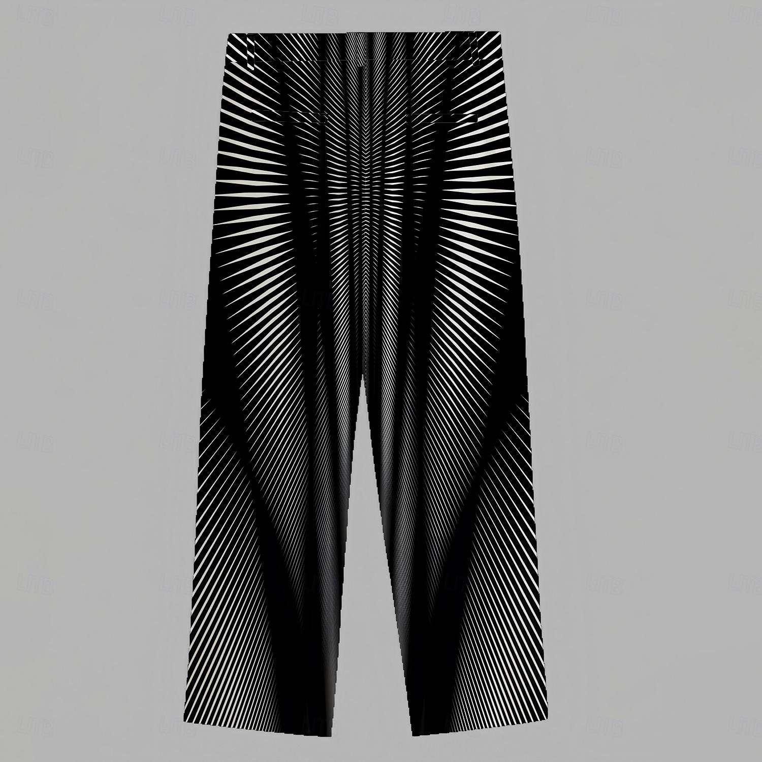 Men's Geometric Dress Pants Mid Waist Business Casual Wedding Dailywear Pocket Straight Leg Trousers Summer Spring Fall 3D Print Black Wine Blue 2025 - $35.99 –P2