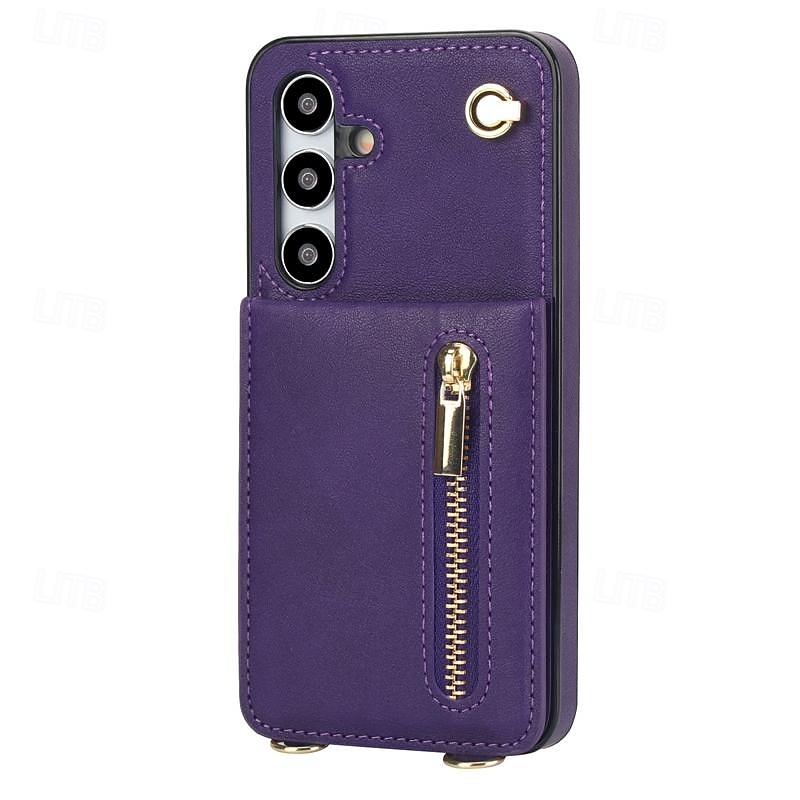 Phone Case For Samsung Galaxy S24 S23 S22 S21 S20 Ultra Plus FE S25 Ultra Back Cover Wallet Case Zipper with Lanyard Kickstand Retro TPU PU Leather 2025 - $23.99 –P20