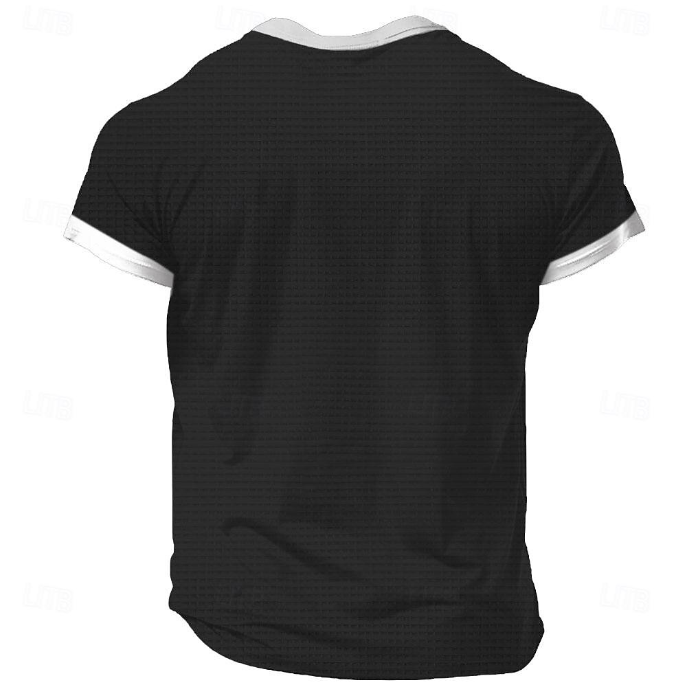 Herren Lächelndes Gesicht Waffel-Shirt Kurzarm T-Shirt 3D-Druck V Ausschnitt Hemd Täglich Designer Strasse Täglich Schwarz Königliches Blau Grau Sommer Frühling Bekleidung S M L XL XXL XXXL 2025 - $20.99 –P2