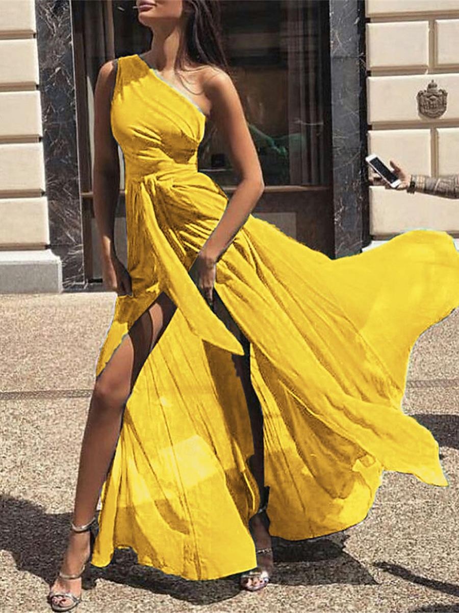 Women's Maxi Dress Cocktail Dress Wedding Guest Dress Chiffon Dress A Line Dress Elegant Sexy Formal Wedding Party Regular Fit Sleeveless V Neck Yellow Red Purple Green Summer 2025 - $41.99 –P1