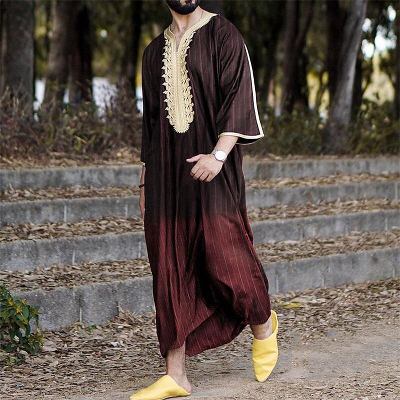 Hombre Ropa de salón Bata de noche Camisa de dormir Raya Elegante Confort Batas tipo kimono Diario Hogar Poliéster Transpirable Escote en Pico Manga Corta Primavera Negro Blanco 2026 - $29.99 –P3