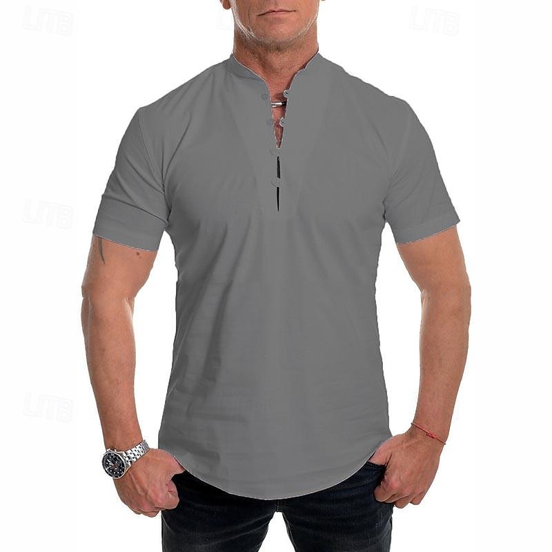 Per uomo Maglietta con bottoni Maglietta Maglia Henley Camicia a Maniche Corte Manica Corta Henley Primavera & Estate Semplice Moda Designer Essenziale Vacanza Streetwear Uscire Bianco Grigio del 2025 a $15.99 –P2