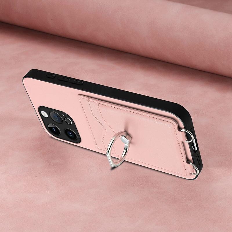 teléfono Funda Para iPhone 16 15 14 Pro Max Plus iPhone 13 12 11 Pro Max Mini Funda Trasera Soporte para Anillo Ranura para tarjetas Antigolpes Retro TPU Metal Cuero de PU 2025 - $14.99 –P4