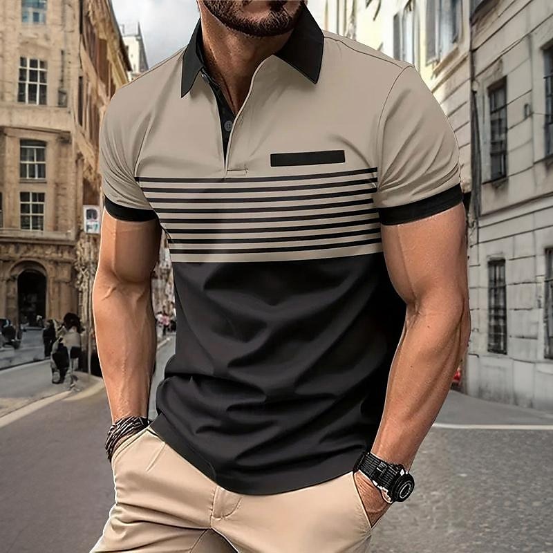 Homme Rayé Polo Chemise de golf Manche Courte Polos Chemises à Col Vêtement décontracté de travaile Vêtements de travail Tenue formelle Vêtements de festival Boutons Impression 3D Printemps & Été de 2025 ? $22.99 –P4