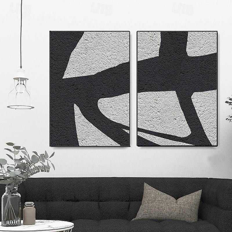zwart-wit olieverfschilderij handgemaakte wabi sabi abstracte olieverfschilderij wandkunst kunstwerk muurschildering moderne abstracte olieverfschilderij geometrische wandkunst schilderij voor 2025 - $116.99 –P6