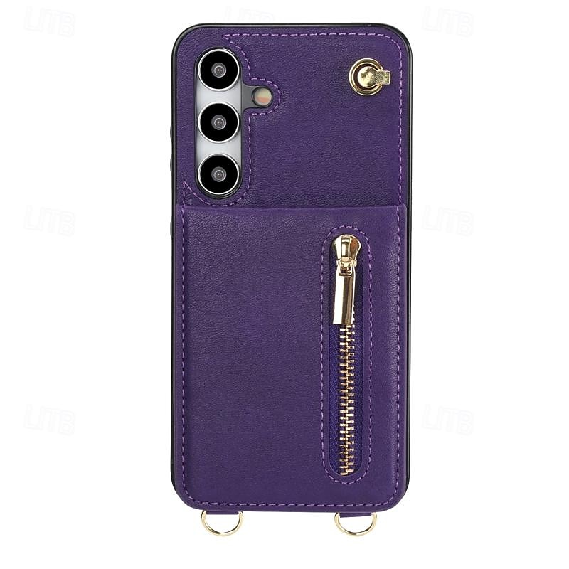 Phone Case For Samsung Galaxy S24 S23 S22 S21 S20 Ultra Plus FE S25 Ultra Back Cover Wallet Case Zipper with Lanyard Kickstand Retro TPU PU Leather 2025 - $23.99 –P18