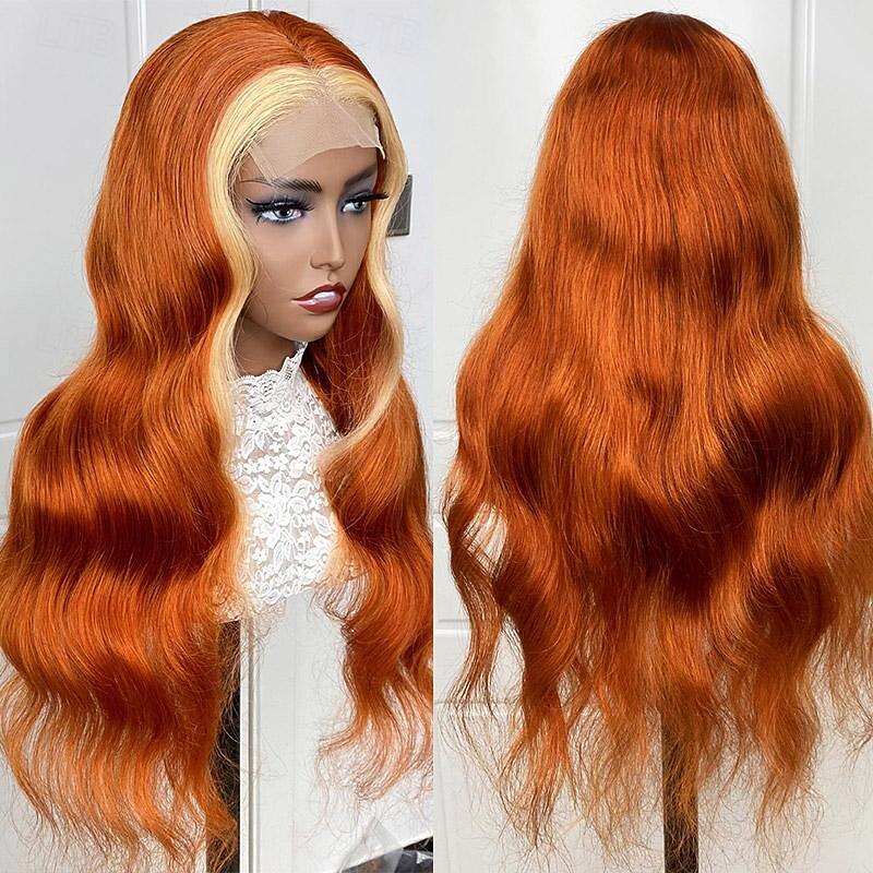 remy menselijk haar 12-28 inch gemberblonde haarkant body wave hd kant frontale pruik 613 gekleurde menselijk haar pruiken 13x4 gember haarkant 2025 - $158.99 -P2