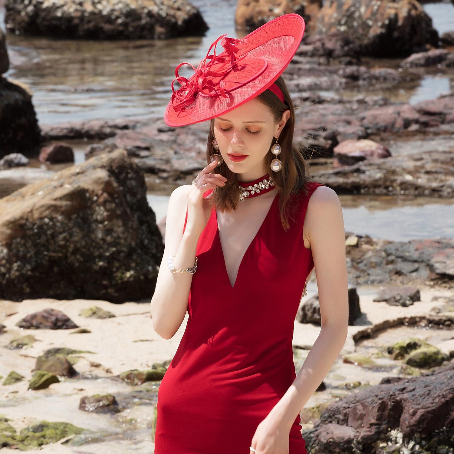 Chapéus Sinamay Chapéu-coco / Cloche Chapéu de Pires Cartola Casamento Festa de Chá Elegante Casamento Com Penas Capacete Chapéu de 2025 por $50.99 -P9
