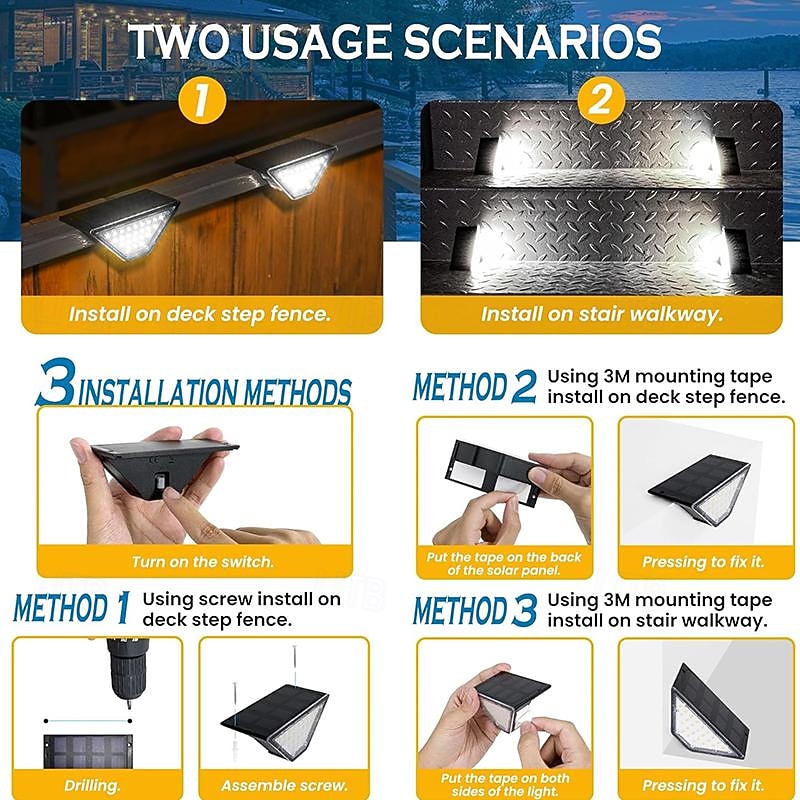 Mouvement extérieur solaire LED étape lumière jardin étanche pont lumière marches escalier patio cour parc passerelle éclairage paysage décor lumière 2/4/8 pièces de 2026 ? $26.99 –P2