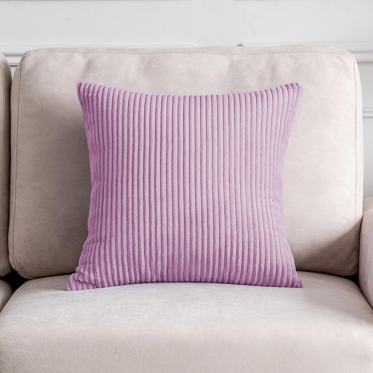 Housse d'oreiller nordique en velours côtelé, couleur unie, douce, sans noyau, pour le bureau, la maison, le salon, le canapé, vert, orange, rose, bleu de 2025 ? $18.99 –P6