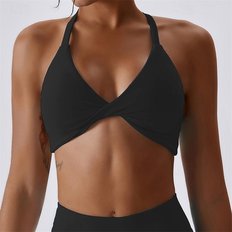 Dames Lichte ondersteuning Sport bh's Running BH Open achterkant Gekruiste rug Goede top Gewatteerd Fitness Recreatiesport Hardlopen Ademend Lichtgewicht Zacht Zwart Roze Marine Blauw Effen 2025 - $31.99 –P3